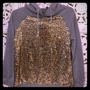 ✨ Gray & Gold Sequin Light Weight Hoodie ✨